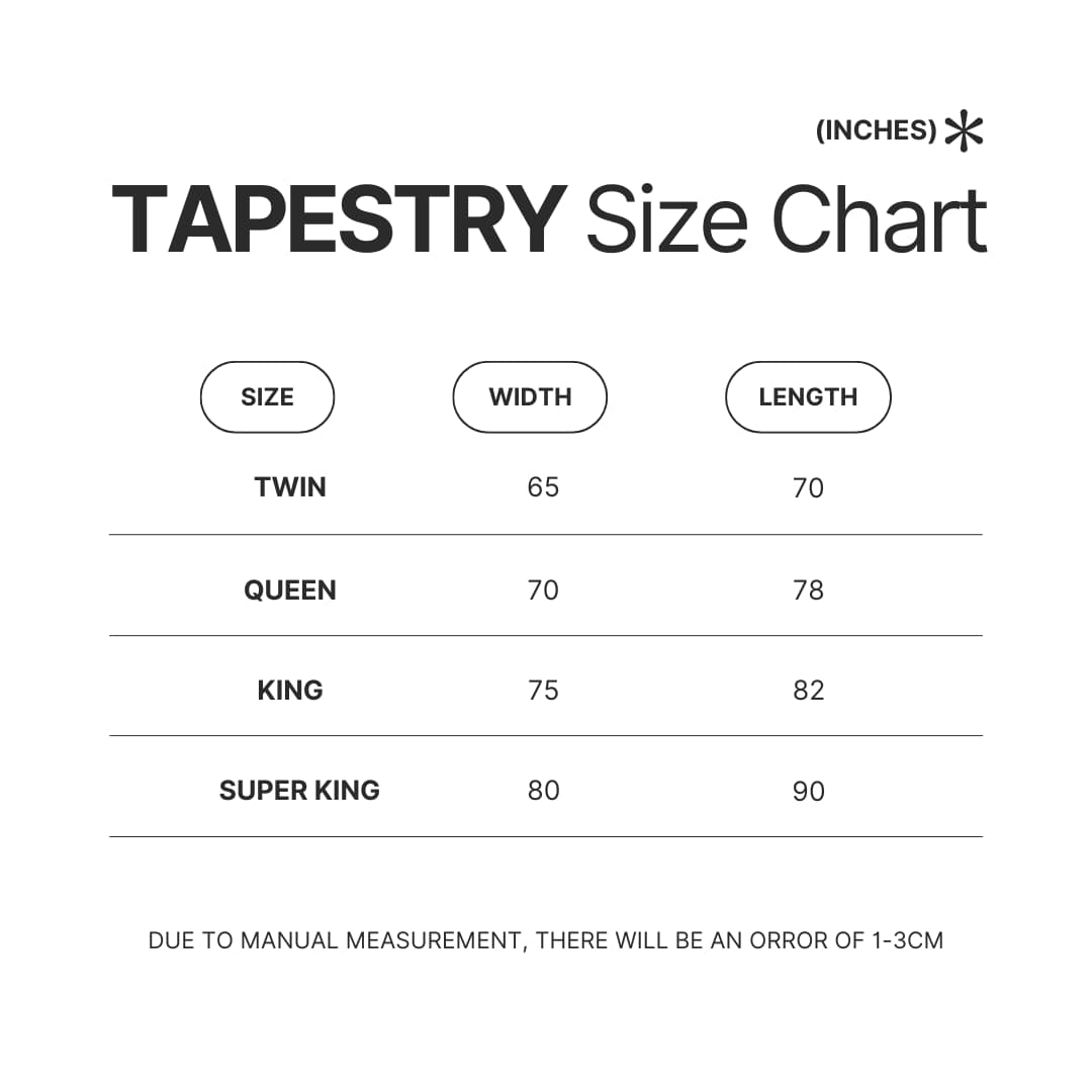 Tapestry Size Chart - Bojack Horseman Store